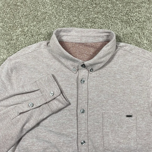 Vuori Ace Button Down Shirt Long Sleeve Mens Large Pink Performance Stretch V185 - Picture 1 of 8